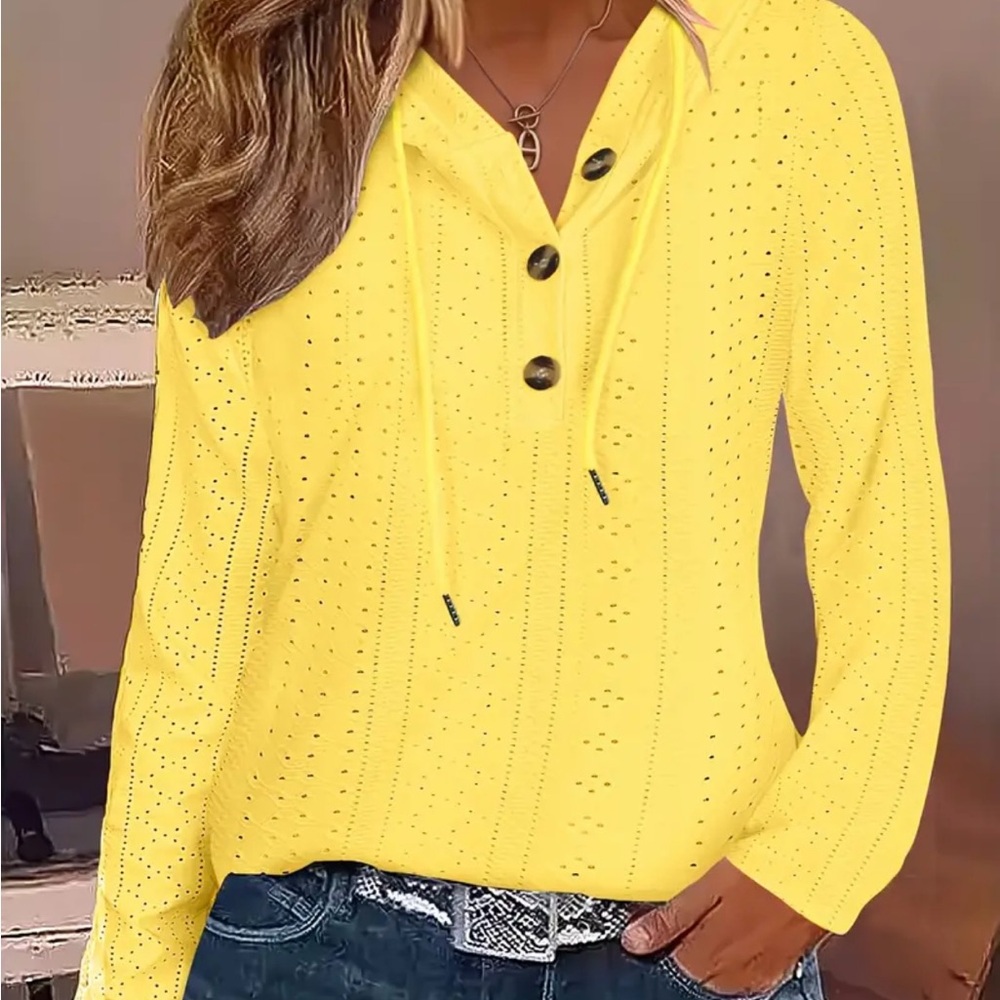 Yellow Button-Up Knit Sweater